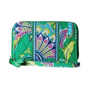 Vera Bradley Zip-Around Wristlet in the "Emerald Paisley"